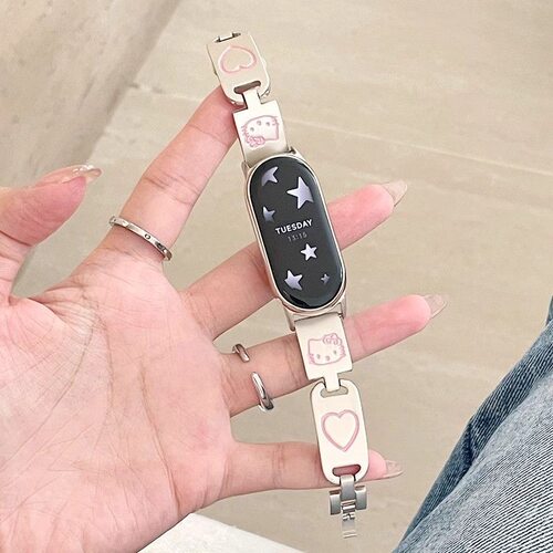 适用小米9/10手环爱心凯蒂猫小米89pro金属米红米watch5/6表带
