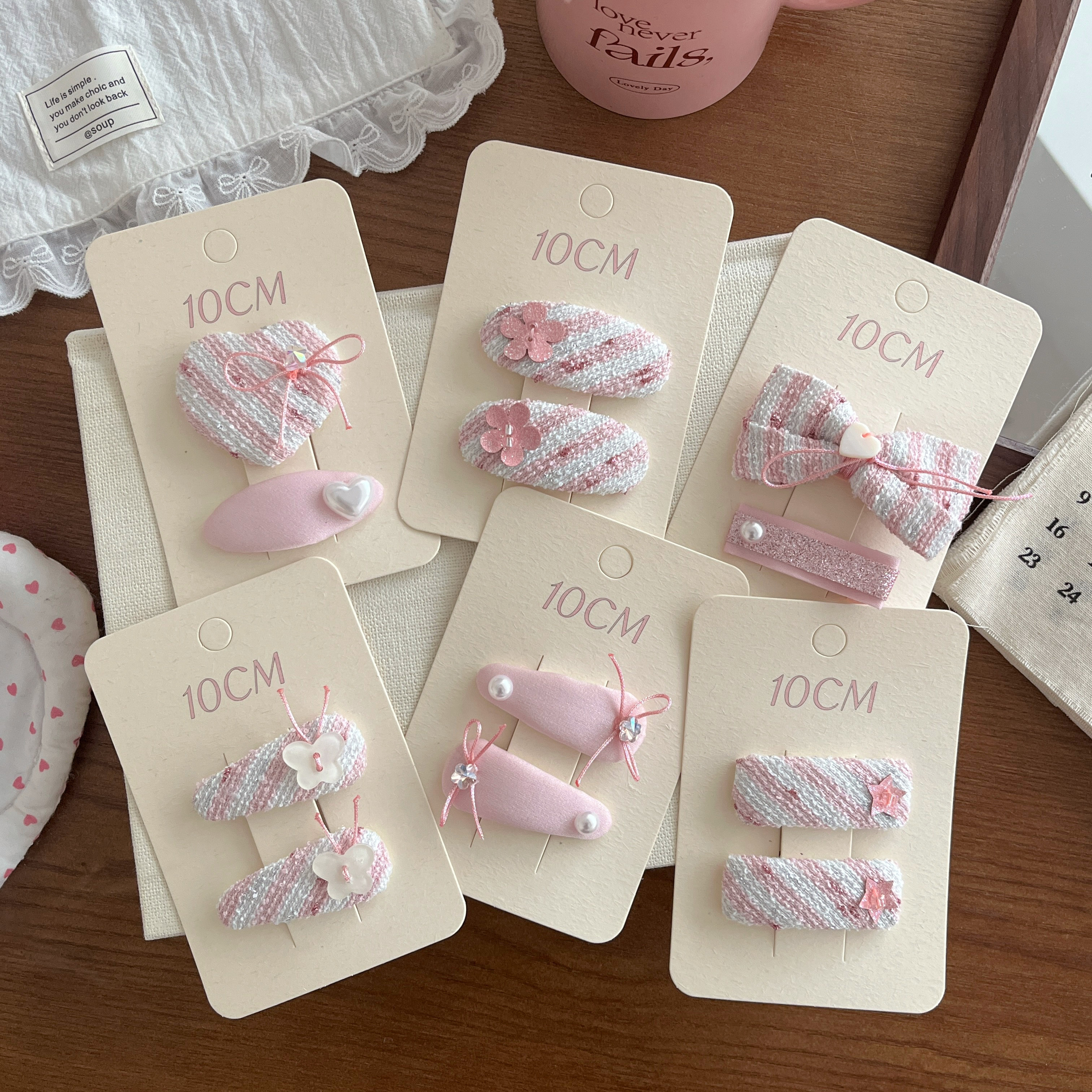 新款韩系粉嫩小香风可爱甜美爱心蝴蝶结儿童发夹侧边夹发饰bb夹子