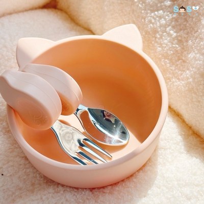 Qlittle短柄粗壮训练叉勺不锈钢