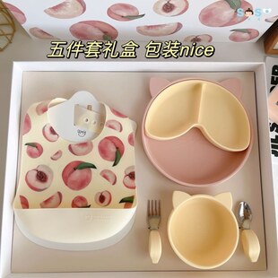 [SOSO全球]英国Qlittle婴儿宝宝餐具礼盒 治愈系高颜值 五件套装