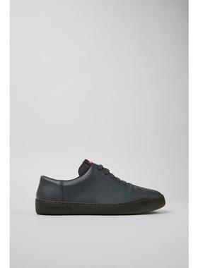 代购Camper男士休闲鞋透气吸汗轻便缓震灰色牛皮系带弹性鞋带