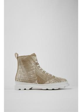 代购Camper男士马丁靴轻便耐用360缝线轻量化科技系带白色米色