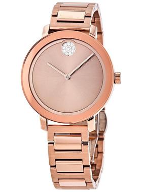 代购Movado摩凡陀女士腕表计时夜光日期防刮金属钢带玫瑰金防水