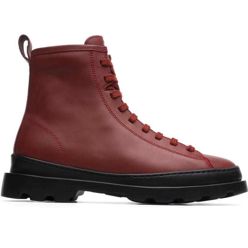 代购Camper女士马丁靴轻便缓震舒适脚垫EVA鞋底红棕色中帮系带