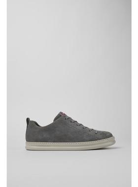 代购Camper男士休闲鞋透气吸汗缓震轻便灰色反绒皮系带圆头