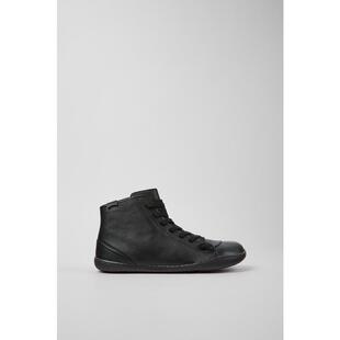 代购 底 Camper女士高帮靴透气柔软轻便耐用黑色皮革系带TPU鞋