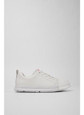 代购Camper男士休闲鞋透气轻便舒适环保材料白色牛皮系带