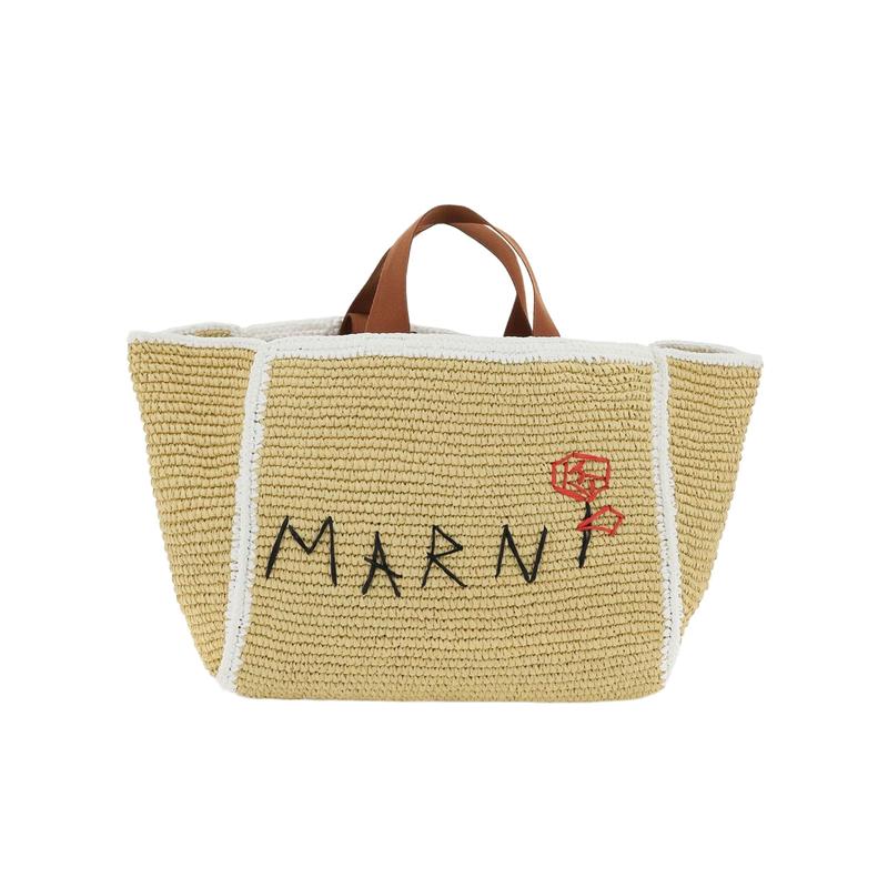 MARNI女式中号双手柄手提包拼色设计徽标款