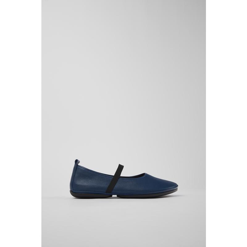 代购Camper女士玛丽珍鞋透气软底轻便可拆卸鞋垫蓝色皮革单鞋