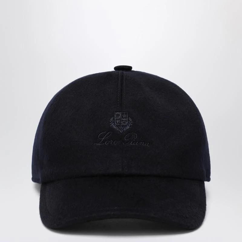 LORO PIANA帽子男士保暖遮阳调节大小舒适佩戴羊绒材质深蓝色