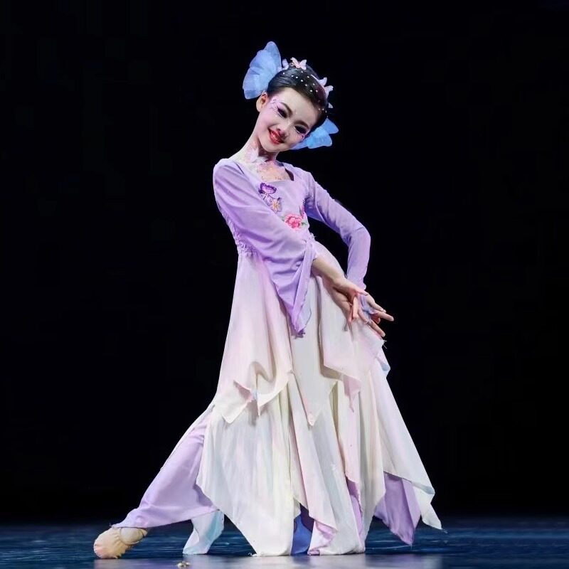 儿童古典蝶香舞蹈服王诗意同款金刚舞蹈蝴蝶道具女舞飘逸演出服装