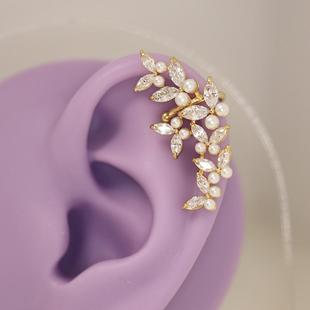 锆石珍珠蝴蝶点缀耳骨夹耳阔个性夸张无洞耳夹高级感饰品2025春夏