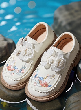 新中式国风童鞋小皮鞋汉服鞋子女童古风鞋马面裙绣花鞋儿童古装鞋