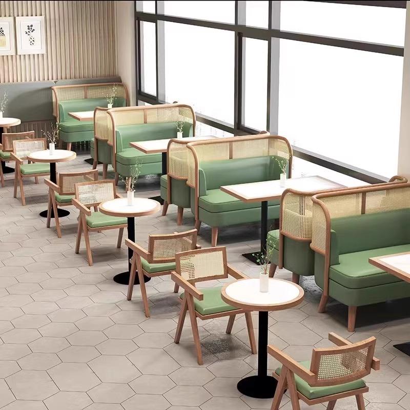 卡座沙发奶茶店桌椅组合