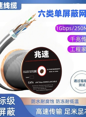 现货CAT6A cable FTP超六类单屏蔽23AWG万兆超6类网线灰色305M