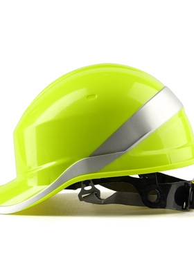 代尔塔安全帽防护用品绝缘烤漆带反光条绿色骑行头盔工地透气帽子