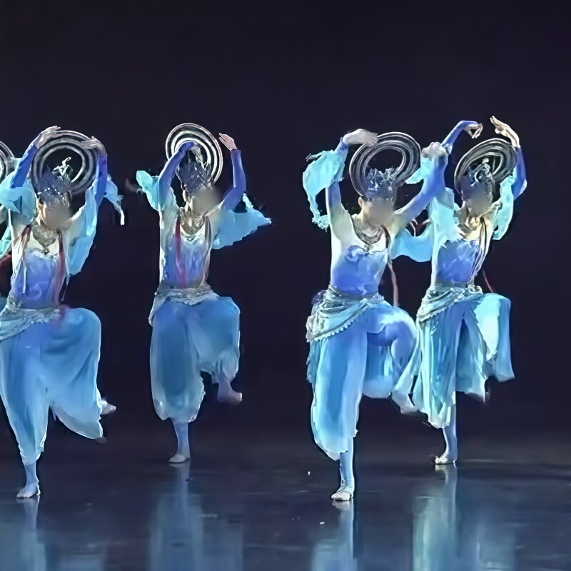 北舞敦煌古典舞《七步生莲》女群舞渐变同款专业量身定制服装