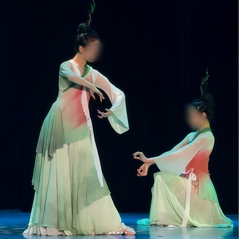 古典舞《人面桃花相映红》女子双人舞定制飘逸古风纱衣绿色演出服,女装/女士精品,民族服装/舞台装,淘宝优惠券,粉丝福利购,淘宝优惠卷