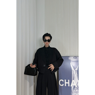 棉服 短款 Dan 黑色毛呢夹棉外套女