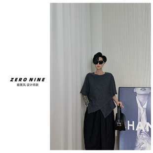 女 针织衫 Dan 灰色设计感交叉短袖