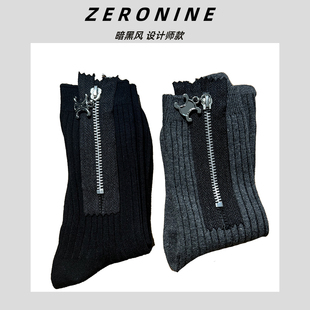 重工炸街长筒袜子女 欧货个性 Dan 暗黑风金属拉链袜子