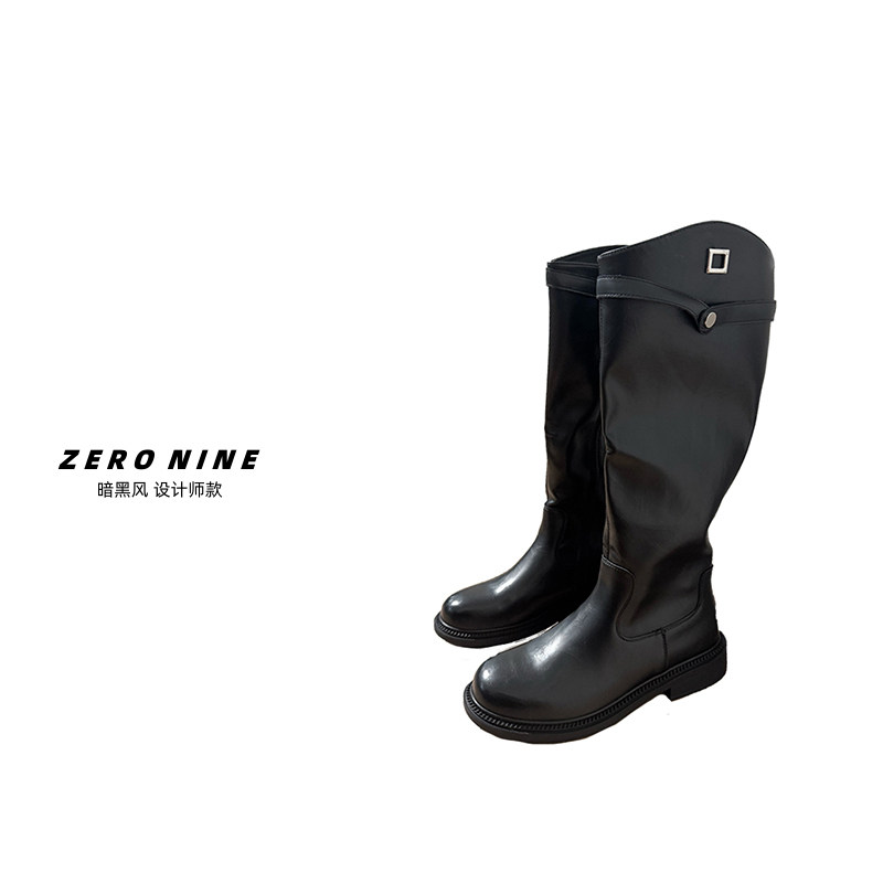 Dan Dan 皮带扣骑士靴女 百搭显瘦不过膝长筒靴机车靴
