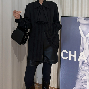 长袖 Dan 女 蝴蝶结系带衬衫 宽松显瘦气质通勤风上衣 法式
