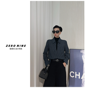 Dan Dan 复古条纹长袖衬衫女 高级感法式通勤百搭设计师款衬衣