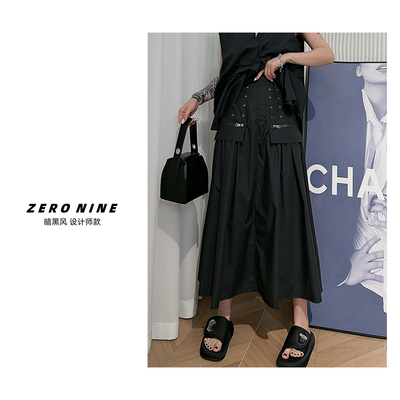 Dan Dan 黑色重工拼接设计感半身裙女