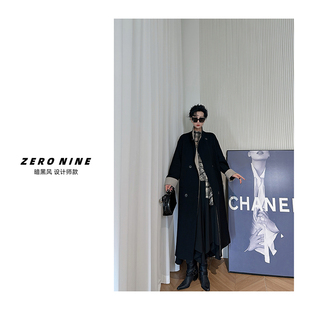 Dan 黑色双排扣翻领风衣外套女