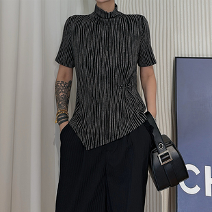 Dan T恤女 黑白条纹复古风短袖