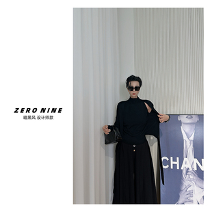 设计感显气质针织衫 长袖 黑色假俩件高领毛衣女 Dan