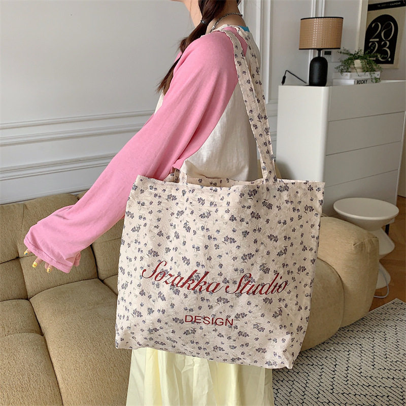 七只布袋 月光蓝碎花~原创ins法式复古旅行小众大学生字母单肩包,箱包皮具/热销女包/男包,时尚帆布包,淘宝优惠券,粉丝福利购,淘宝优惠卷