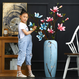 落地花瓶陶瓷大号客厅插花新中式三件套玄关酒店会所装饰摆件大高