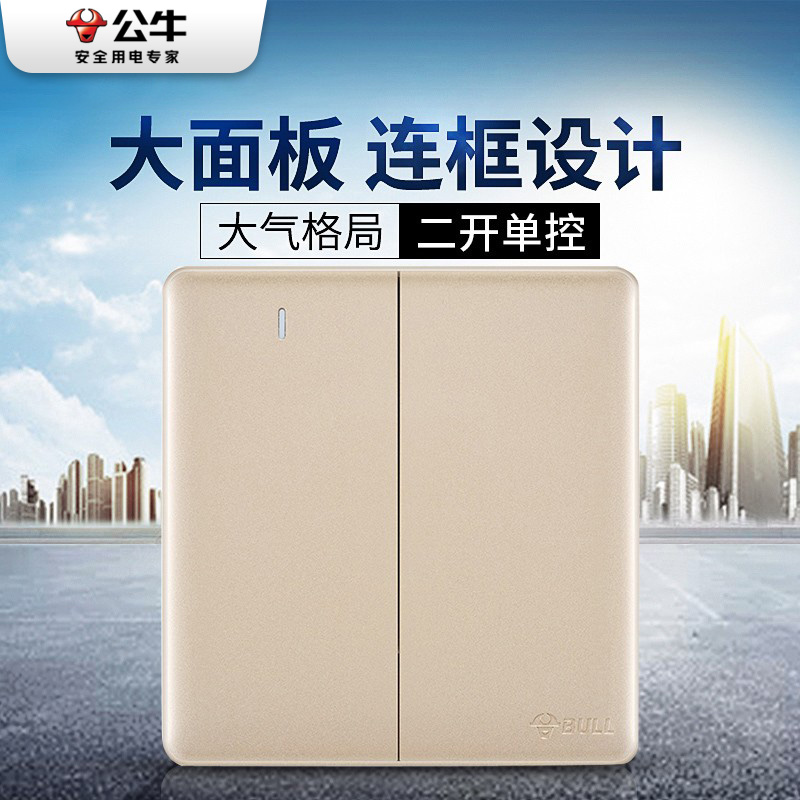 公牛装饰开关面板连框86型暗装电源二开单控2位2开两开双开联G28