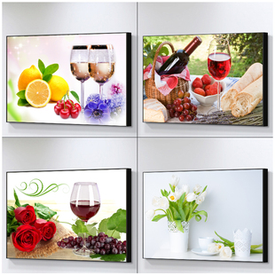 餐厅饭厅装饰画现代简约墙面轻奢餐桌背景墙壁画单幅水果酒杯挂画