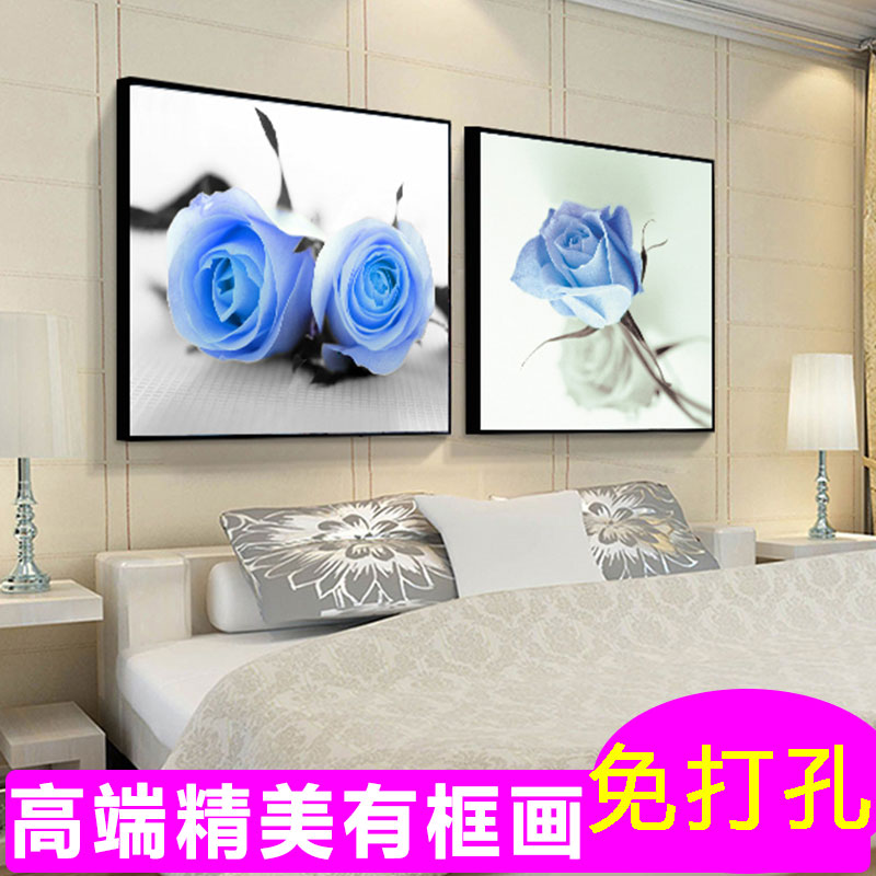 现代简约卧室装饰画床头挂画北欧温馨主卧房间壁画酒店双联墙面画