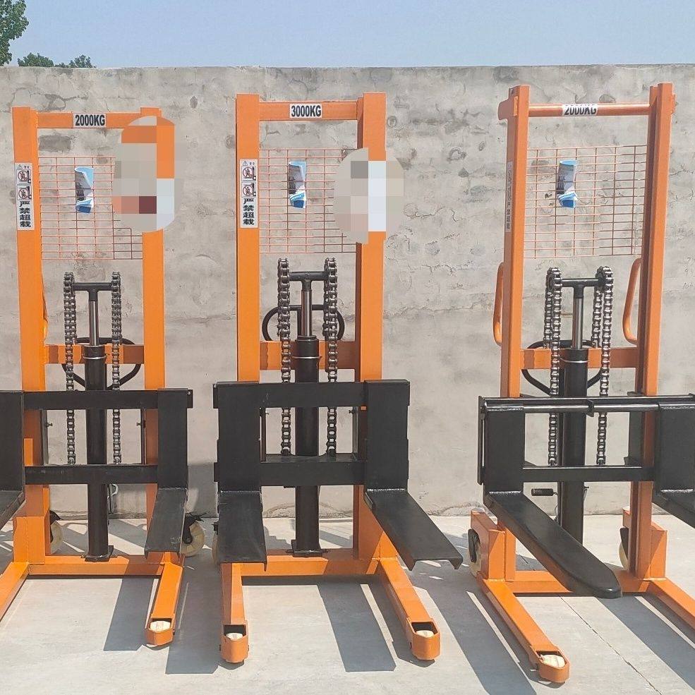 加厚款手动叉车升降叉车堆高车液压升高车人力手推叉车1吨2吨