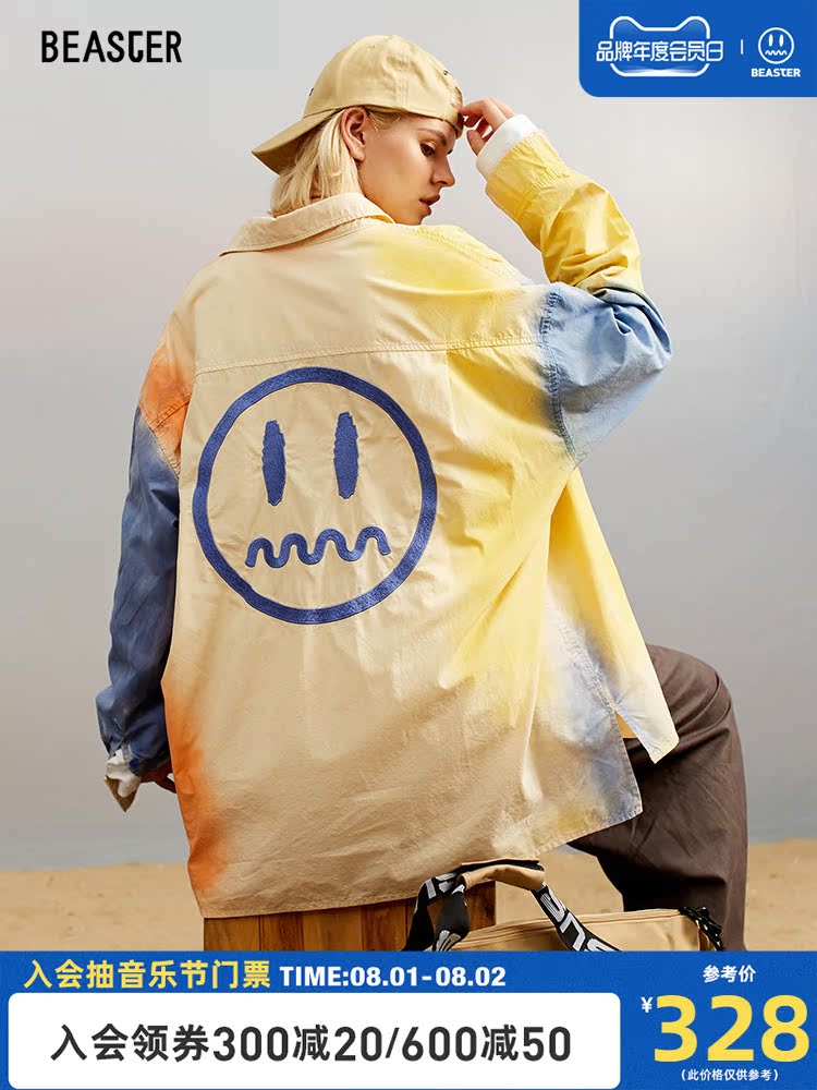 BEASTER little devil grimace couple wear tide brand tie-dye gradient long-sleeved shirt Loose trend shirt ins tide