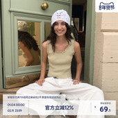 木耳边设计白色无袖 BEASTER亲肤透气修身 吊带背心女25年新款 上衣