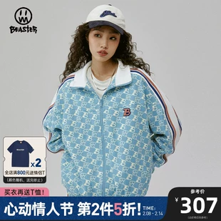 情侣装 商场同款 上衣 BEASTER小恶魔老花夹克外套男国潮牌春季