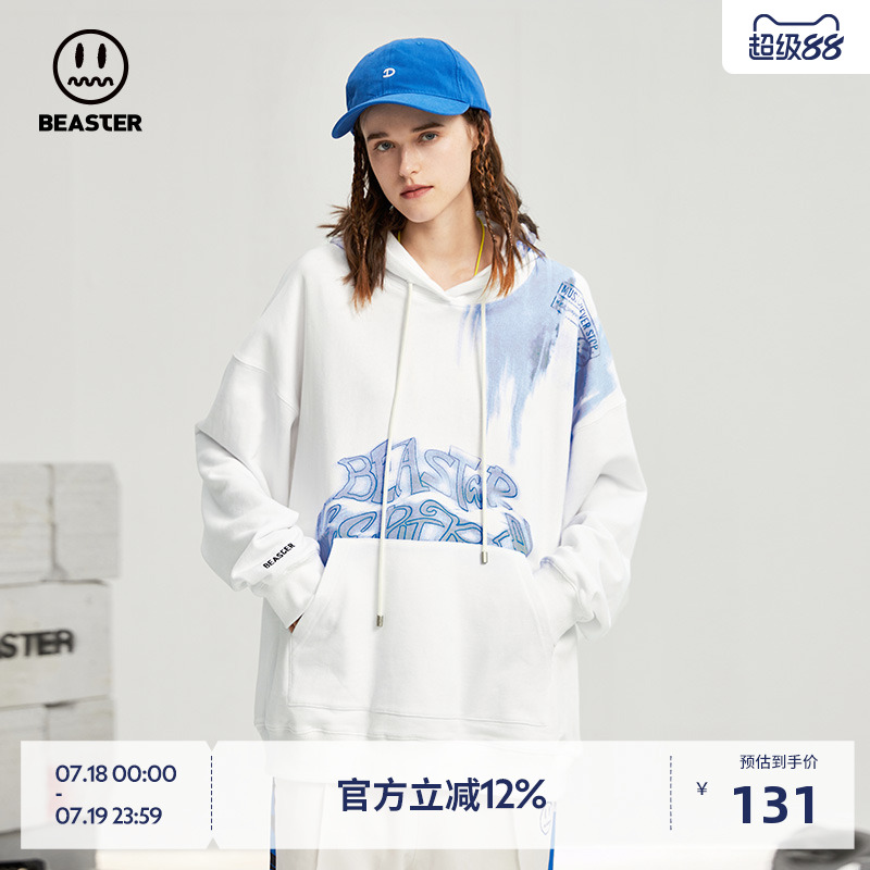 BEASTER小恶魔鬼脸扎染印花卫衣