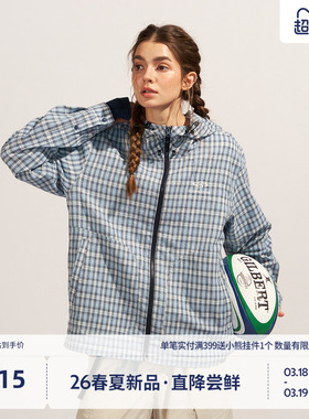 BEASTER连帽衬衫男格子设计休闲上衣2026夏季刺绣高级感外套女