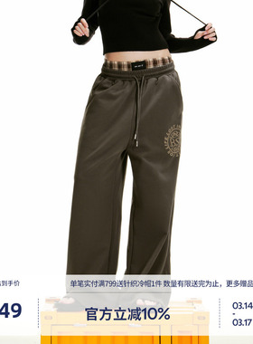 BEASTER印花重磅全棉卫裤美式新款情侣直筒运动裤