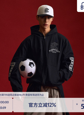 BEASTER徽章刺绣美式夹克男黑色插袋休闲短外套舒适百搭25年夏新