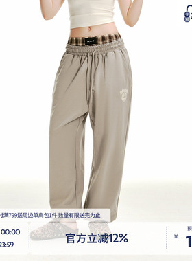 BEASTER鬼脸绒面发泡印花卫裤男绣花走线美式复古长裤宽松运动裤