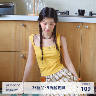 百搭內搭25夏新外穿上衣 BEASTER刺繡柔軟工字背心吊帶女彈力修身