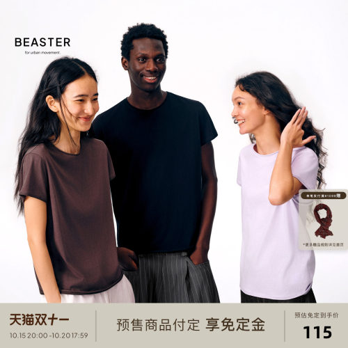 BEASTER「Classic竹节棉」经典圆领卷边基础复古短袖T-shirt