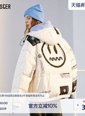 BEASTER鬼脸连帽面包羽绒服印花鸭绒休闲防风保暖尔滨穿搭