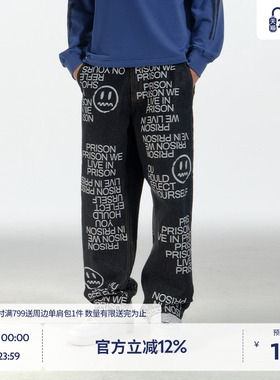 BEASTER经典鬼脸水洗牛仔裤男款美式休闲纯棉新款黑色直筒长裤